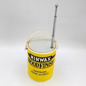 Rare Vintage 5"T Minwax Wood Finish novelty AM/FM Radio FOR PARTS NON WORKING